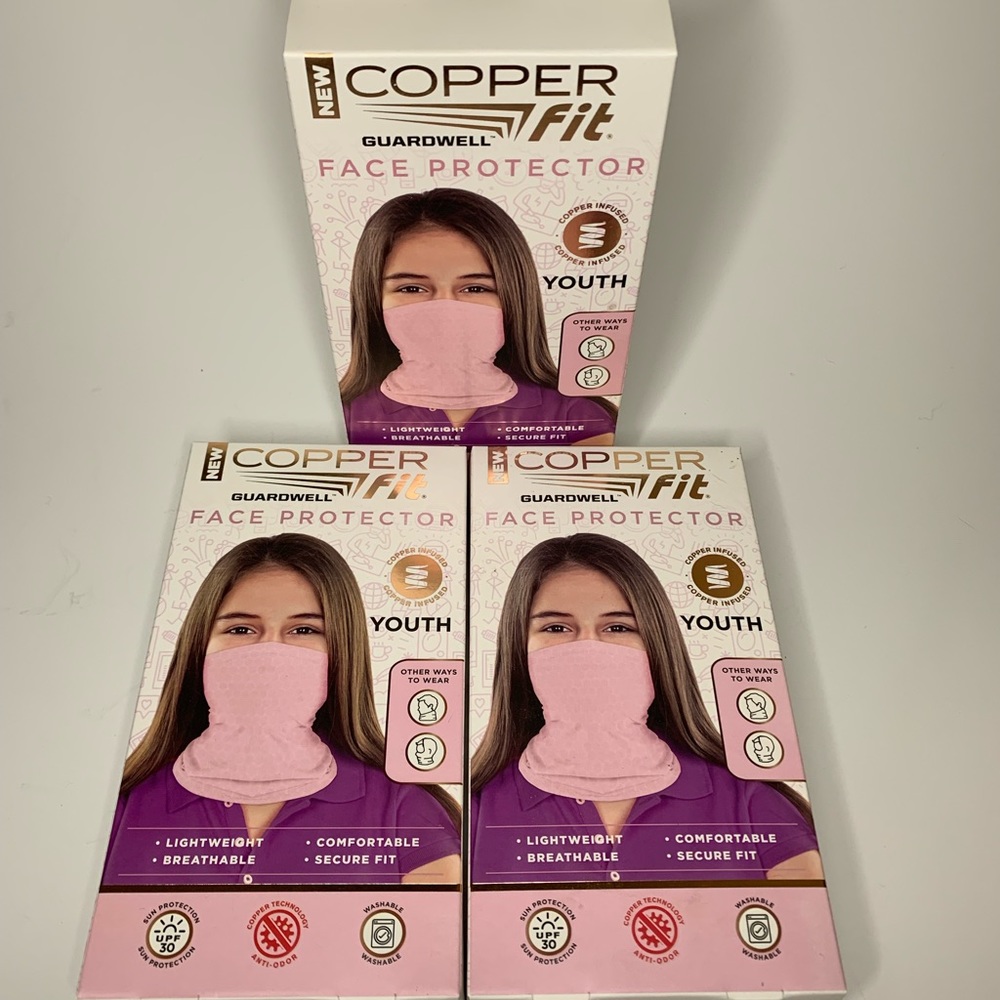 3-Copper Fit Guardwell Youth Girls Face Protector Mask Ages 8+